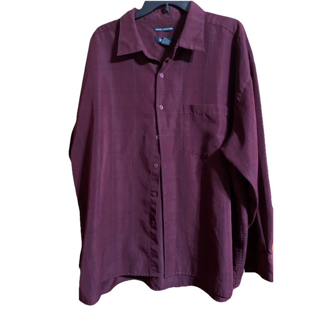 Men's Long Sleeve Shirt Bruno Sueded Microfiber 3XL Maroon